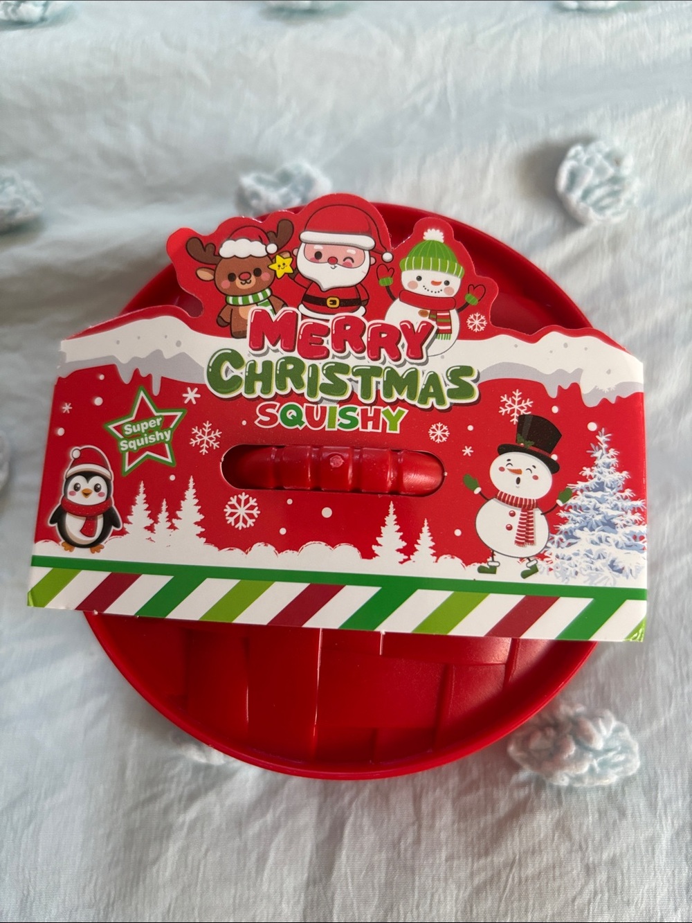 Red Merry Christmas Squishy Holiday Stress Toy